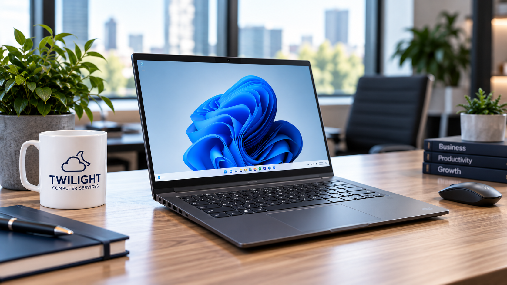 Business laptop in a professional office